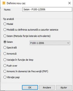 Fereastra definire caz nou Seism