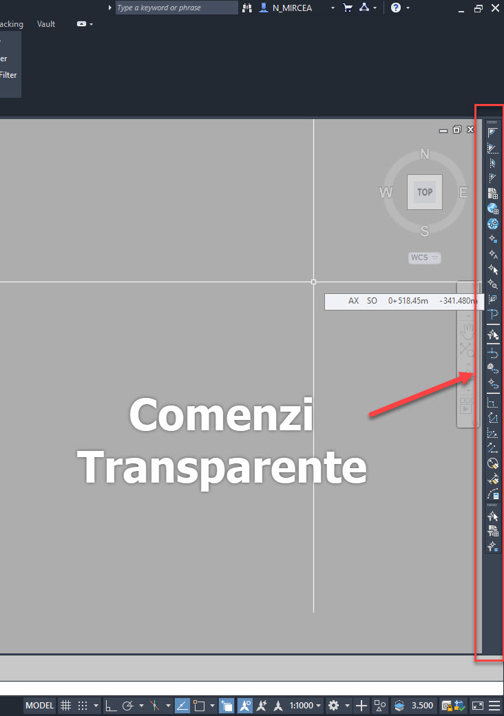 Transparent Commands din dreapta ecranului de lucru