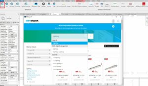 Aplicatia add-on Bimobject accesata din interfata Revit.