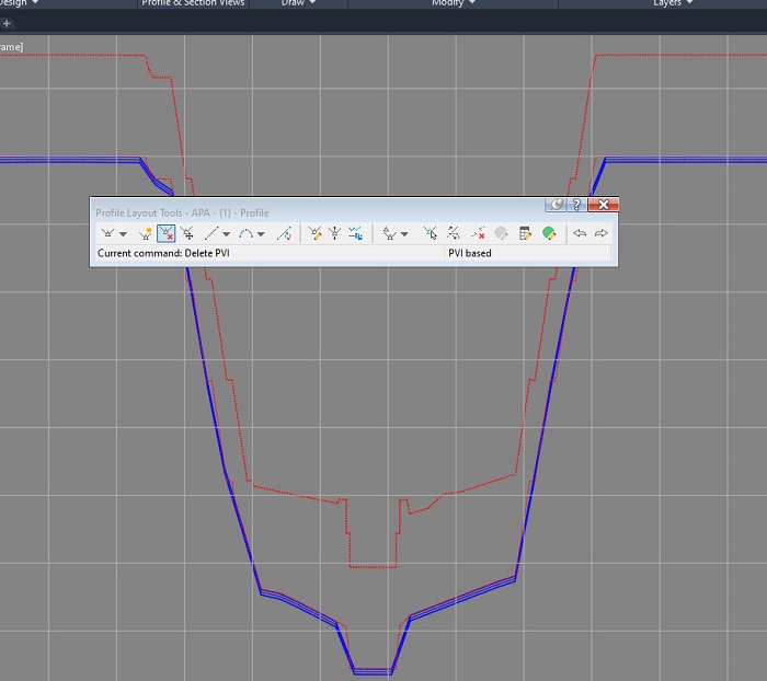 Editarea retelei de presiune folosind unealta "Profile Geometry Editing Tools".